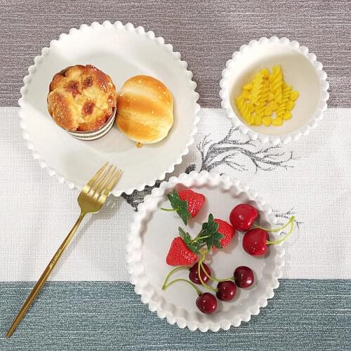 Pure White Pearl Steak Salad Soup Dinner Plate Ceramic Dishes Tableware Wedding Plates for Decoration, Party Buffet Fruit Plate