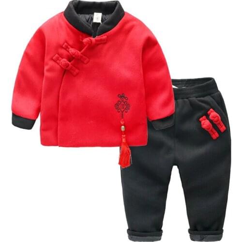 Childrens Garment Winter Suit New Baby Chinese Style Costume Set Toddler 2pcs Clothing China Knot Girls Boys Winter Clothes 1-6