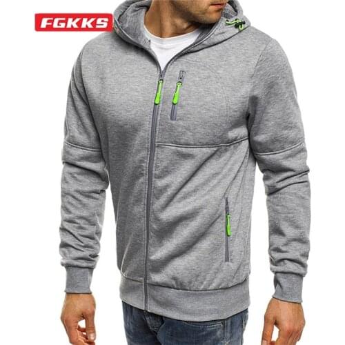 FGKKS Mens Hooded Jackets Coats Zipper Fashion Jacket Mens Outerwear Hoodies Casual Sweatshirts Male
