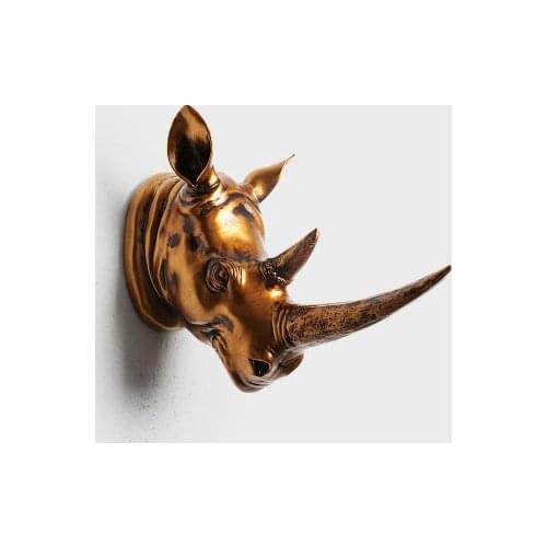 Horse Rhinoceros head retro creative home pendant resin deer head animal head wall hanging decorations cculpture statue
