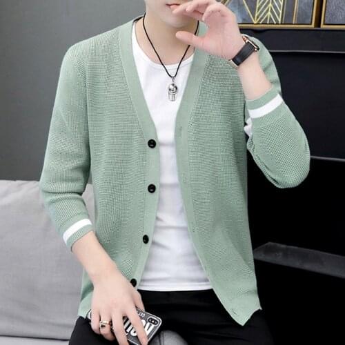 2020 Mens V-neck Cardigan Casual Sweater Youth Fashion Handsome All-match Sweater