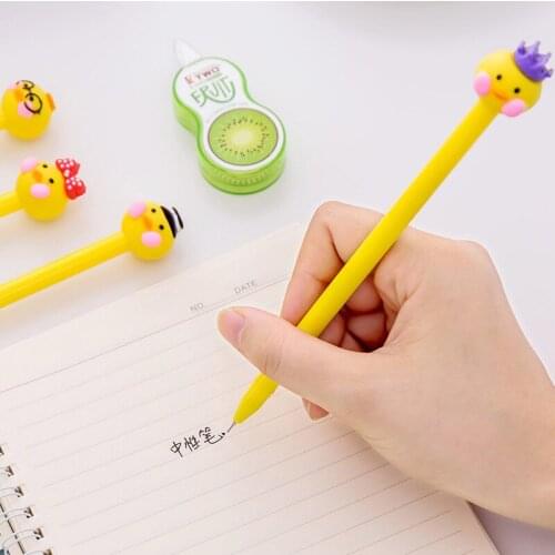 Jonvon Satone 12pcs Cute Cartoon Duck Neutral Pen Japanese and Korean Nets Red Hyaluronic Acid Duck Black Student Signature Pen