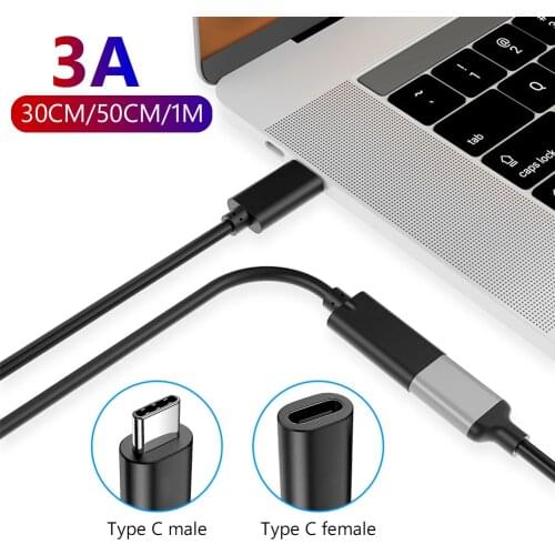 100W 3A USB3.1 Type-C Extension Cable 4K 60Hz USB-C Gen 2 10Gbps Extender Cord 30cm 50cm 1m Type-C Male To Male Female