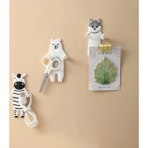 1pcs Self Adhesive Hooks Cat Bear Storage Holder for Bathroom Kitchen Hanger Stick on Wall Hanging Door Clothes Towel Racks