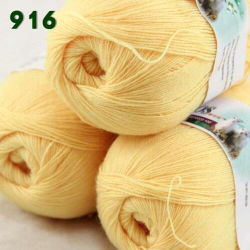 Lot of 3 Skeins Fine Lace Soft Wool Acrylic Cashmere Yarn Knittin Yellow 238-916
