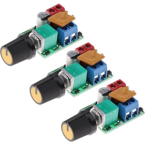3pcs Adjustable Speed Mini Motor Controller LED Dimmer Regulator Control Governor Switch PWM DC 3V 6V 12V 24V 35V 5A