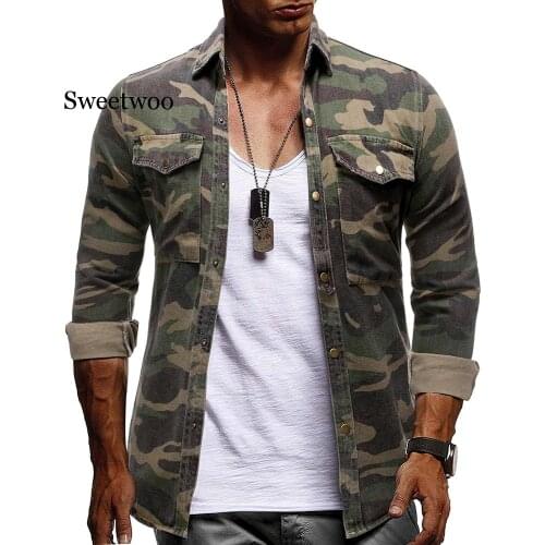 Fashion Camouflage Shirt Men 2020 Autumn Long Sleeve Casual Shirts Slim