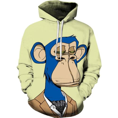 New 3D Printed Curry Avatar Bored Ape Mens Womens Oversized Hoodies Fashion Casual Anime Streetwear Kids Hooded Sweatshirts