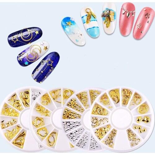 Wholesale 10pcs Nail Gold Silver Mixed Colorful Crystal Nail Studs Nail Beads 3D Nail Art Decorations Nail Accessories