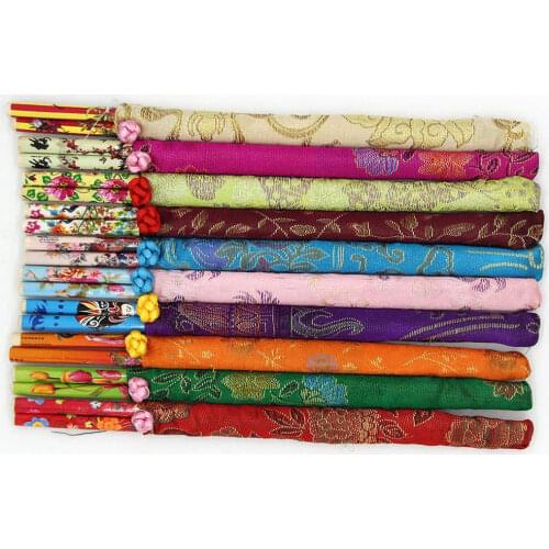 1 Pairs Natural Bamboo Chopsticks Hashi Individual Classic Wrapped Traditional Vintage colorful Handmade Chinese Dinner 24cm