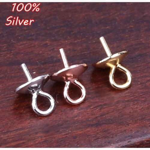 4pcs 925 Silver Color Pendant Buckle 3mm 4mm 5mm 6mm 8mm Bead Cap Base Accessories Wholesale