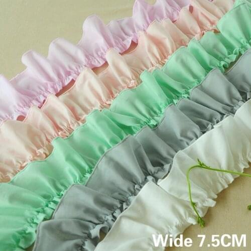 7.5CM Wide Luxury Pleated Cotton 3D Lace Fabirc Collar Neckline Edge Trim Ribbon Home Fabric Handmade DIY Sewing Accessories