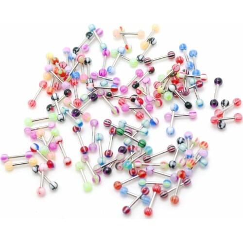 Earring 3mm ball tragus mix color design 100pcs body piercing jewelry bioplast barbell acrylic lots wholesale jewelry