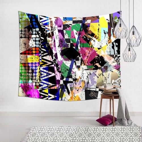 Contemporary And Concise Style Geometric stripe panda Wall Hanging Tapestry for Dorm Living Room Bedroom