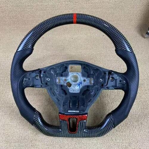 Cuatomized Real Carbon Fiber Sports Steering Wheel Alcantara Leather compatible for Volkswagen CC 2015-2020