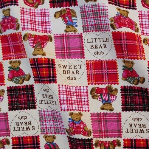 145cmx50cm Cotton Canvas Fabric for handmad, bed, bag, curtain - Little Bear and Patch