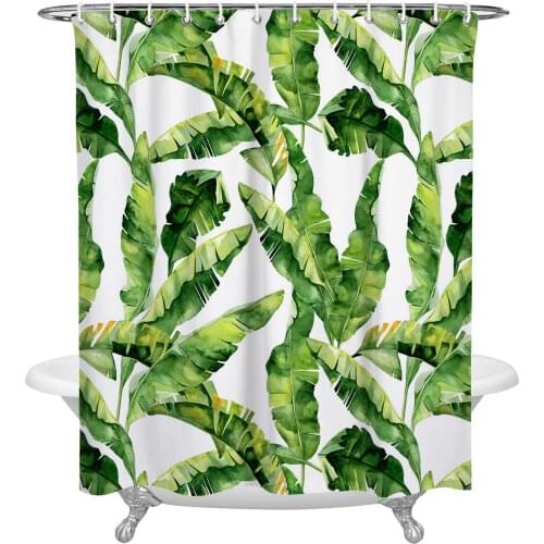 Banana Tropical Plant Leaves Shower Curtain Home Bath Decorative Waterproof Polyester Fabric Bathroom Curtain
