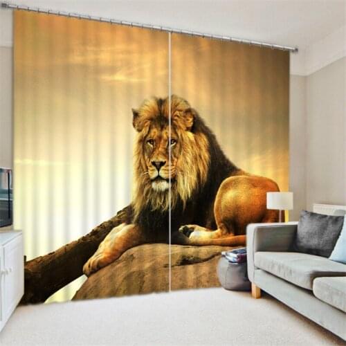 Customized Tiger pattern Luxury 3D Blackout Window Curtain Drapes For Living room Bed room Hotel Wall Tapestry Cortinas