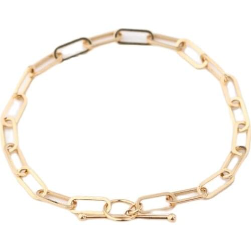 MADALENA SARARA 18k Yellow Gold Women Bracelet Geometric Chain High Quality Au750 Yellow Gold Bracelet