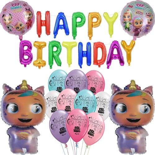 1set Cry Babies Balloon Uni Horn Angle Doll Crying Baby Magic Tear Happy Birthday Party Kids Baby Shower Girl Decoration Ballons