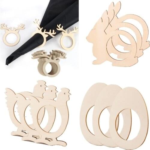 10pcs Reindeer Antler place card napkin holder Mini Wooden Ring for Christmas party Dinner Banquet Home Table Decor Christmas
