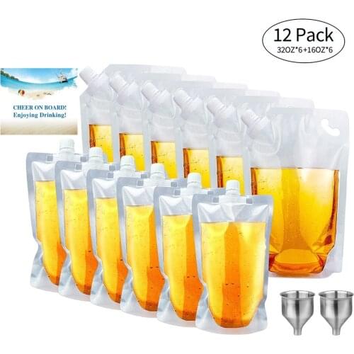 12PCS Outdoor Travel Portable Water Bag Easy To Use for Mountaineering and Hiking with 2 Cups Plastic Flask Kit Esay To Carry