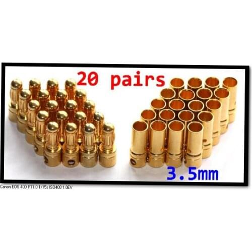 20pairs 3.5mm Gold Bullet Connector plug Align Trex 450 250 Male Female 3MM