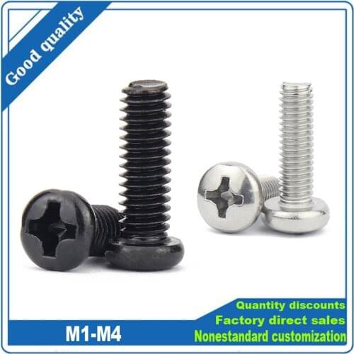50pcs GB818 Mini Micro Small Light A2 304 Stainless steel Cross Phillips Pan Head Screw M1 M1.2 M1.4 M1.6 M2 M2.5 Round Bolt