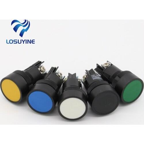 6pcs 22mm momentary Push button switch red green blue yellow black white normal open + normal close