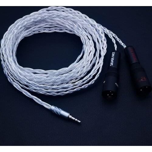 Ahsy 5nocc silver plated copper 3,5mm to dual 2xlr female/male 1 minute 2 mobile phone amplifier mixer sound card audio cable