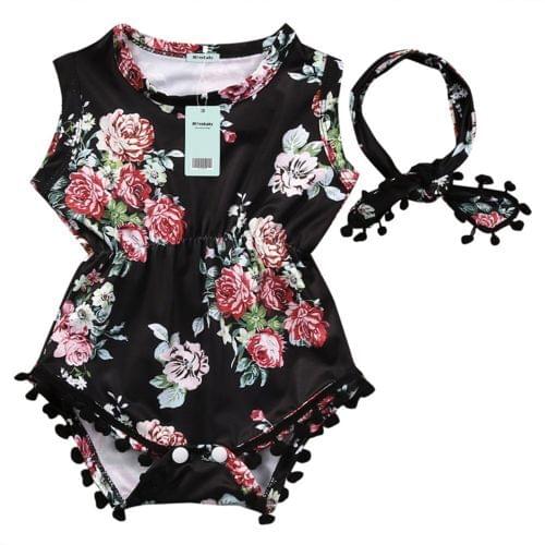 Newborn Baby Floral Infant Girls Bodysuit Sunsuit Outfit Summer Clothes Baby Clothing Baby Sleeveless Bodysuits