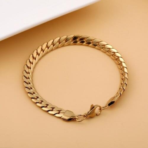 316L Stainless Steel Hip-hop Punk 7MM Width Thick Chain Geometric Titanium Bracelets For Women Fashion Trend Fine Jewelry Gift