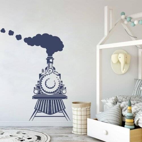Children Bedroom Playroom Vintage Train Wall Decoration Boys Teen Home Poster Mural Modern Transportation Stickers Decals LY1426