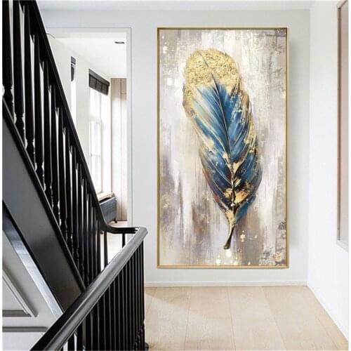 Gold foil home decoration professional hand-painted oil painting modern abstract canvas painting corridor aisle wall art strokes