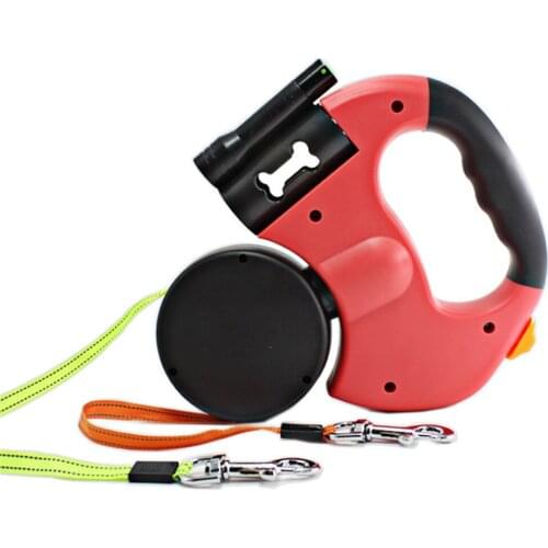 Dual Pet Dogs Traction Ropes Auto Retractable Pet Cat Dog Leash Rope Adjustable Dual Dogs Strap Leash Auto Flexible Dog Pet Rope