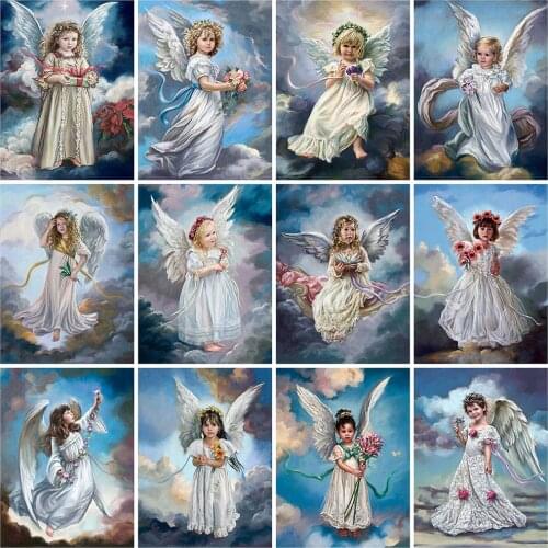 Evershine 5D DIY Diamond Painting Angel Cross Stitch Kit Diamond Embroidery Kid Mosaic Pictures Of Rhinestones Home Decor