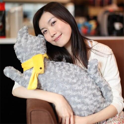 Fancytrader Rose Plush Bunny Cat Pillow Doll Fashion Gray Animal Shaped Toys 50cm