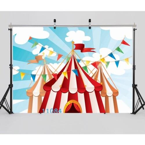 Circus Colorful Flags Baby Children Party Play Photography Backdrops Vinyl Cloth Photo Background for Photo Studio Photocall
