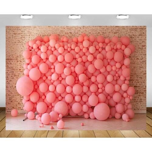 Mehofond Pink Balloons Photography Backdrop Baby Shower Kids Birthday Brick Wall Background Photozone Photo Studio Photophone