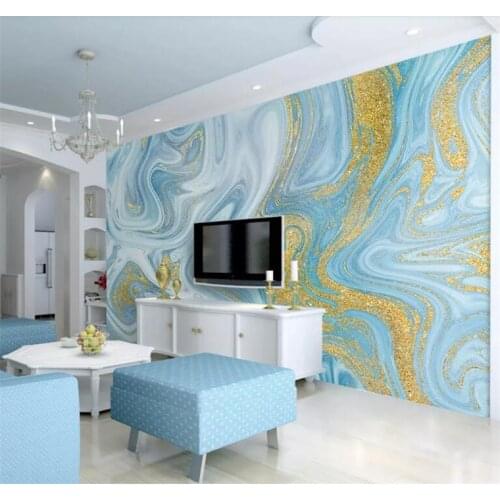 Luxurious Gold Print Blue Texture Marble Wallpaper Murals 3d Wall Photo Mural for Bedroom 3d Wall Murals 3D Marble Wall paper