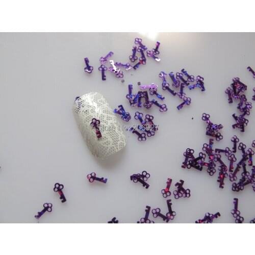 GD2-6 20g/bag Cute Laser Purple Key Nail Art Shinny Glitter Cute Decoration Nail Art Decoration