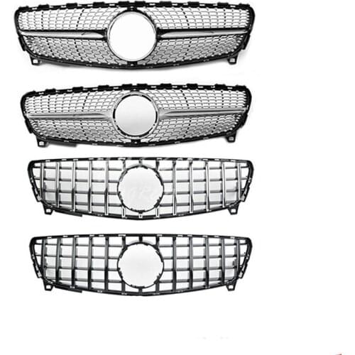Gloss Black & Silver Front Bumper Grille For Mercedes-Benz W176 A250 A200 A45 AMG 2013 2014 2015
