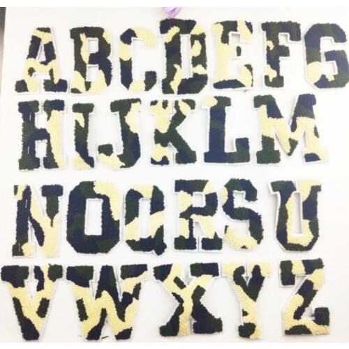 Camouflage Chenille Letters Patches Towel Embroidery Colors Letter Sewing Sticker I Love You Name Clothing Bag DIY Accessories
