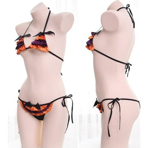 Kawaii Lingerie Anime Cosplay Halloween Costume For Women Young Girls Sexy Backless Ultra Thin Bra And Panty Set Underwear Hot
