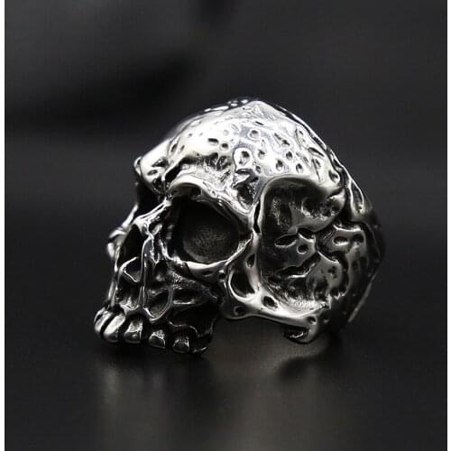 Unique Punk Gothic Skull Ring Men Women 316L Stainless Steel Biker Ring Heavy Metal Roker Jewelry Gift Dropshipping Store