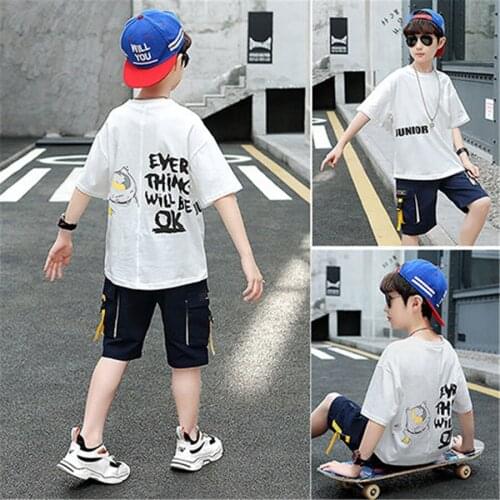Children Clothing 2021 New Summer Toddler Boys Clothes Shorts Suit 2pcs Outfit Kids Tracksuit For Boys Clothing Sets 10 12 year