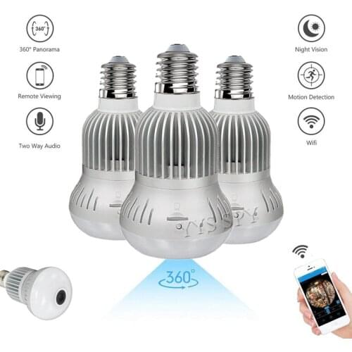 360 Degree Fisheye Light Bulb Mini WiFi Panoramic Camera Micro HD Night Vision Motion Detection Sensor Small Security Video Cam