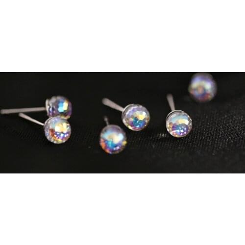 925 Sterling Silver Colorful Round Bead Stud Earring For Women Party Jewelry Pendientes Accessories eh1645