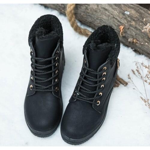 Fashion Women Boots Flat Ankle Martin Boots Women Winter Snow Boots Lace up Warm Plush Sneakers Shoes Woman Botas Mujer WSH3431