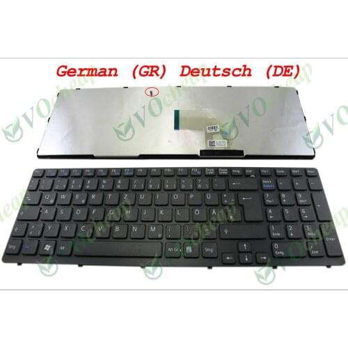 New Notebook Laptop keyboard for Sony Vaio SVE15 SVE 15 SVE15 SVE1511 E 15.5 E15 Black WITH Frame German GR Deutsch DE 149031921
